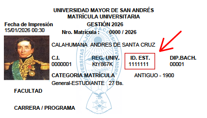 Ejemplo de Matrícula